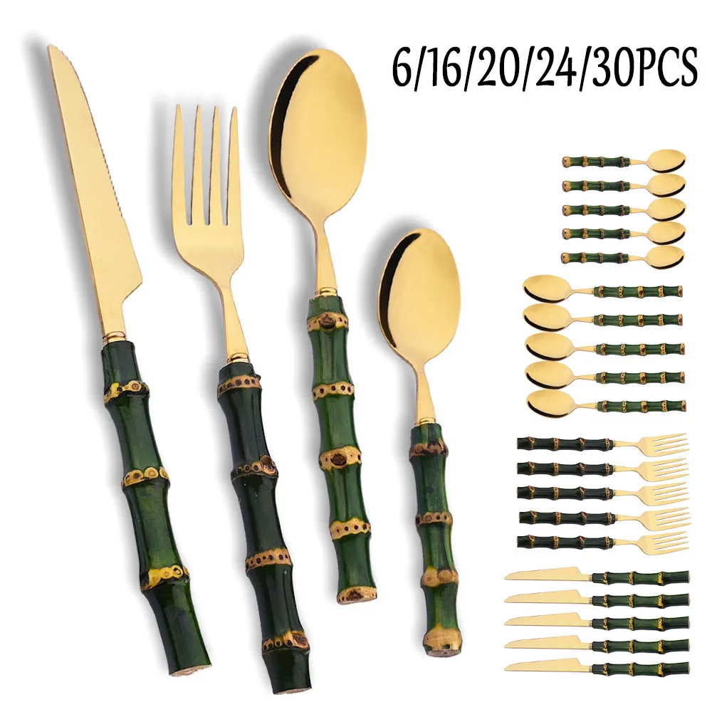 Kitchen Gadgets Green - Set di posate in bambù verde
