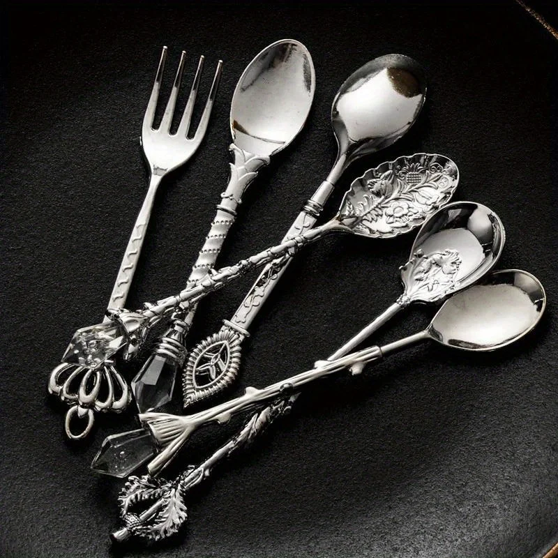 Kitchen Gadgets Gold - 6 pezzi vintage cucchiai forchetta stile