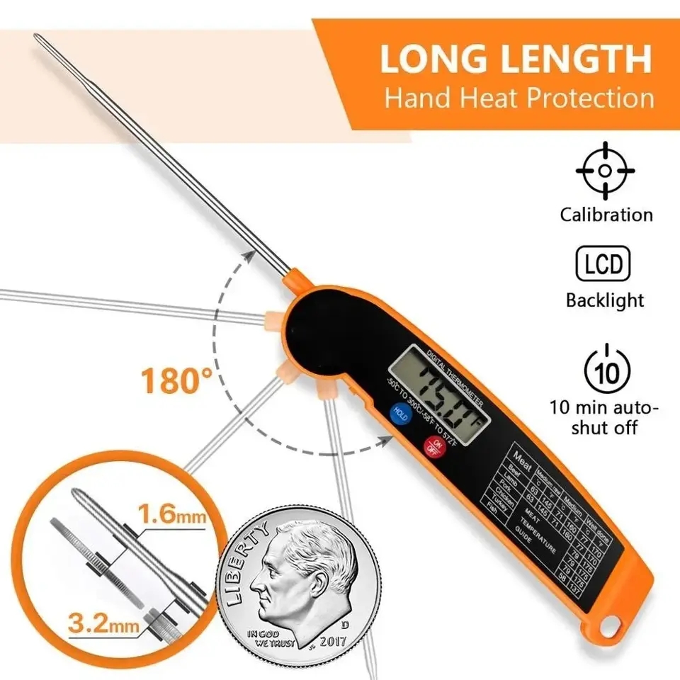 Instant Read Thermometer - Termometro Digitale Impermeabile per Alimenti e
